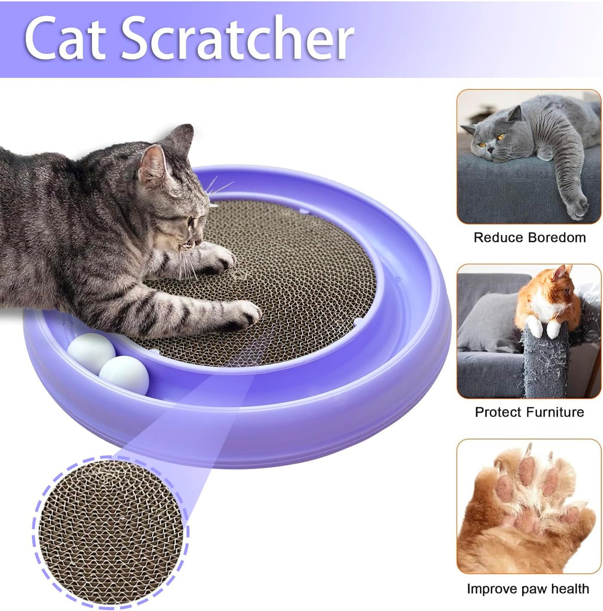 Interactive Cat Ball Track Toy for Indoor Cats, Cat Scratching Board & Exercise Set for Bored