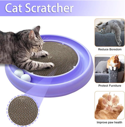 Interactive Cat Ball Track Toy for Indoor Cats, Cat Scratching Board & Exercise Set for Bored