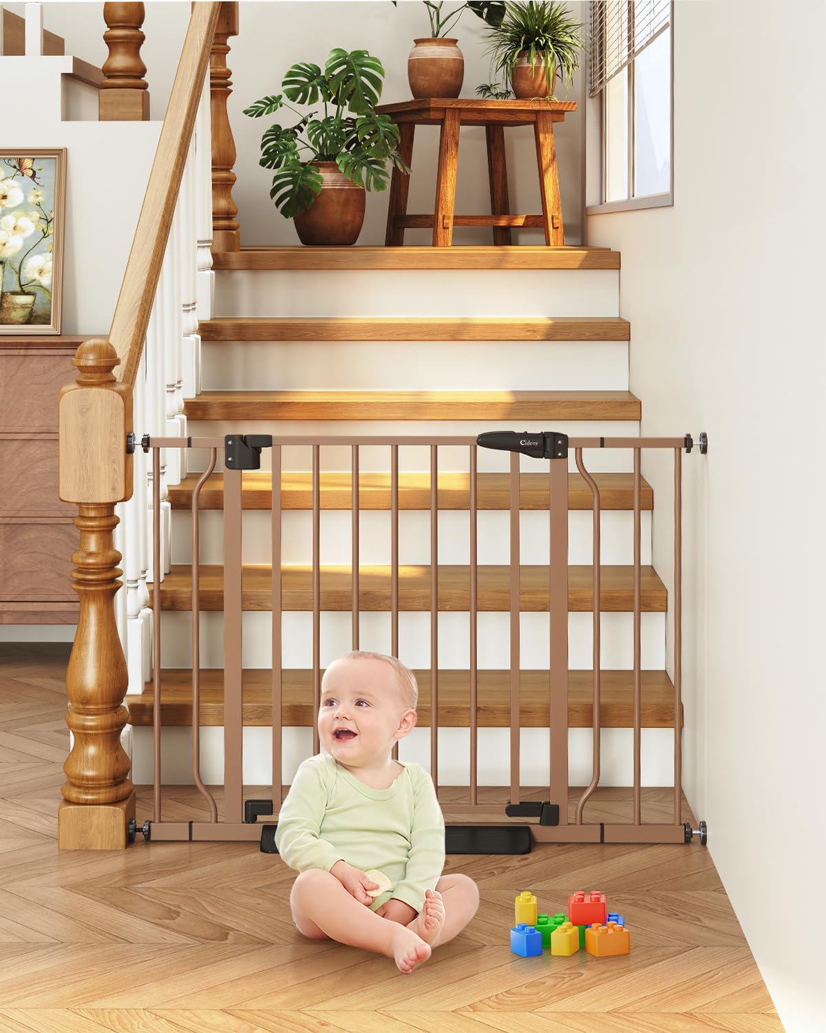 29"-40" Baby Gate for Stairs, Auto Close Stroller Friendly Dog Gate Indoor for Doorways, Pressure