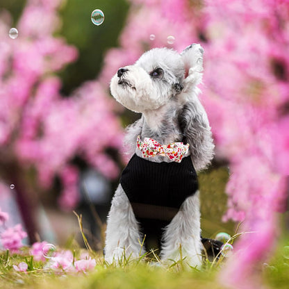 Elegant little tail Dog Collar, Pink Rose Print Pet Collar Summer Dog Collar Durable Metal Buckle
