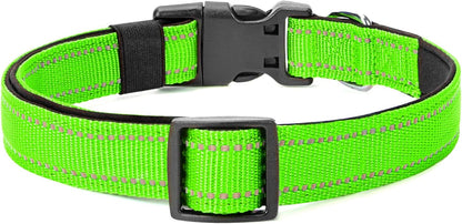 Reflective Dog Collar Padded with Soft Neoprene Breathable Quick Release Basic Dog Collars for