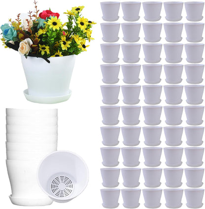 50 Pack 4 Inch Plant Pots Bulk Small Plastic Planters Pots with Drainage Holes Flower Pot for