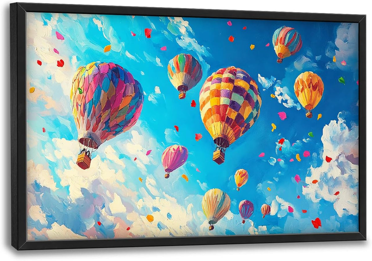 Hot Air Balloon Large Wall Art for Living Room, Framed Oversized Hot Air Balloon Wall Decor