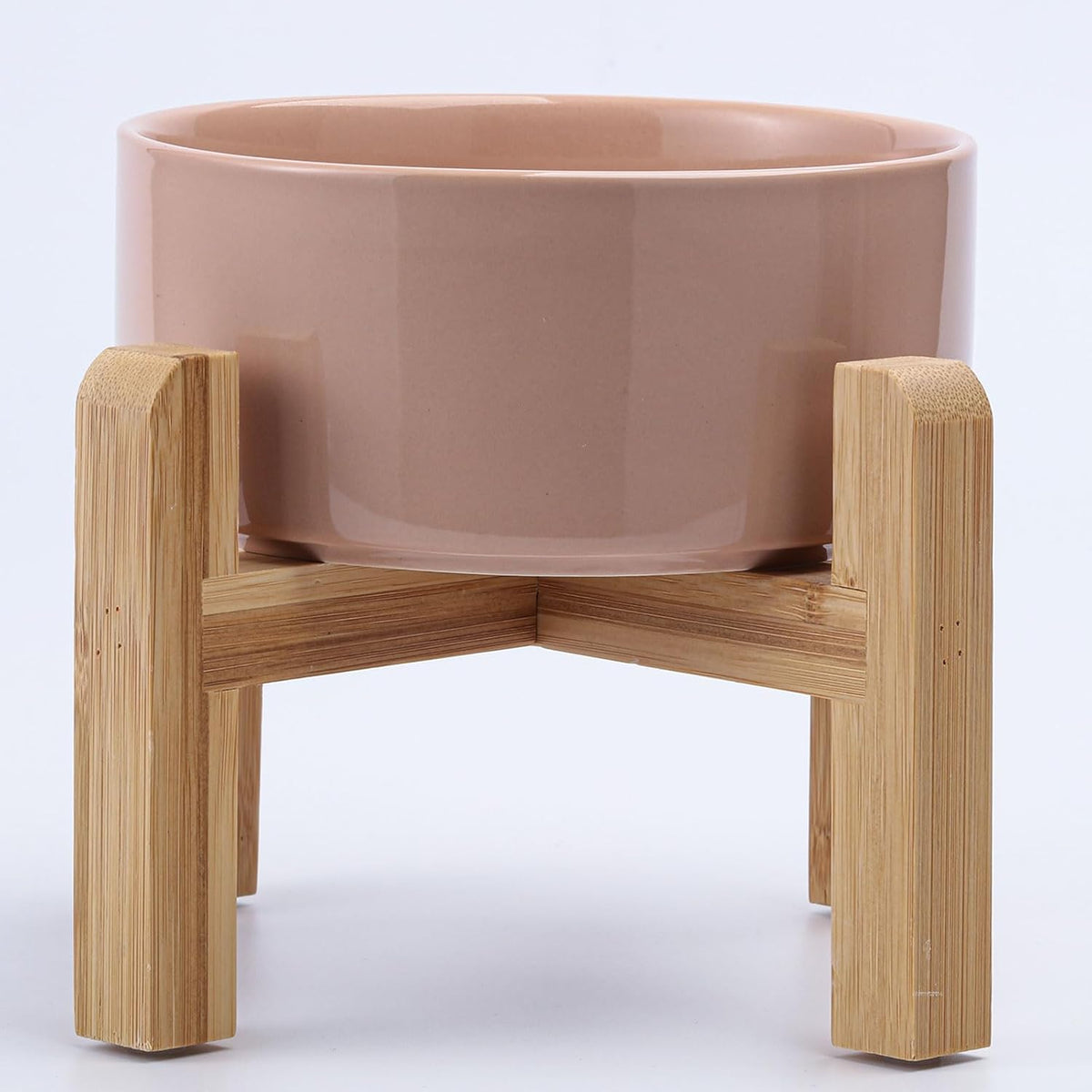 Petygooing Khaki Elevated/Raised Ceramic Dog Bowl for Small Breeds, Dog Food Water Dish with