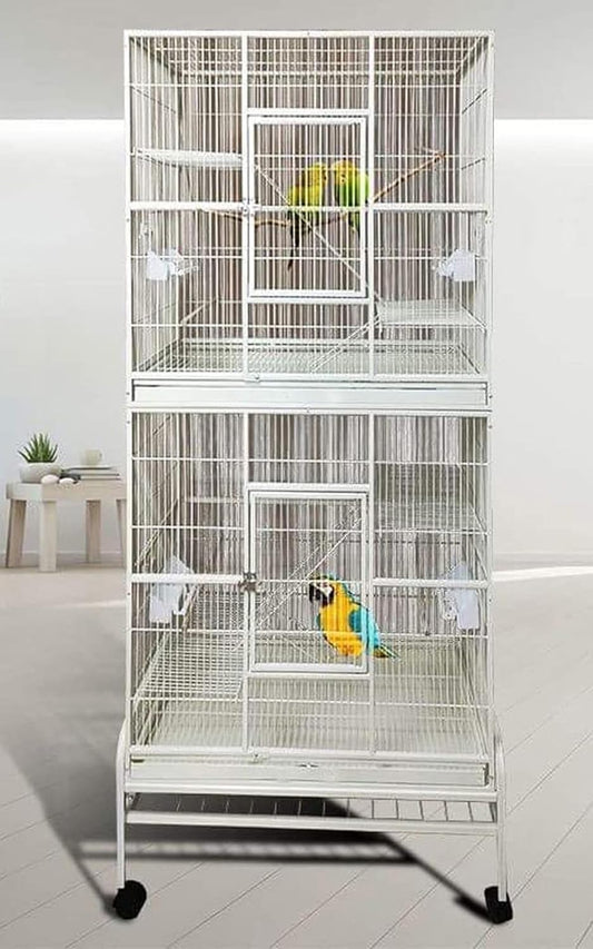 Extra Large Double Stacker Breeding Flight Bird Wrought Iron Double Parrot Bird Breeder Cage Side