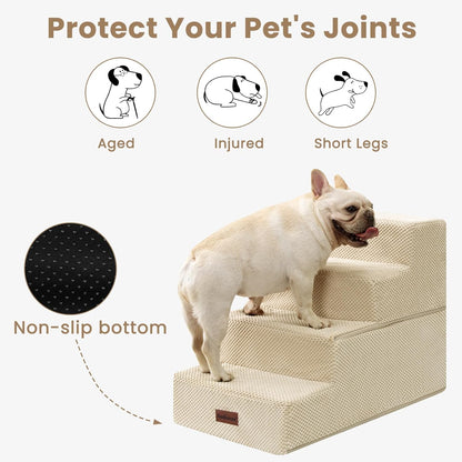 Dog Stairs for Bed 18.5" H, 4-Step Dog Steps for Small Dogs and Cats, Indoor Non-Slip Balanced Pet