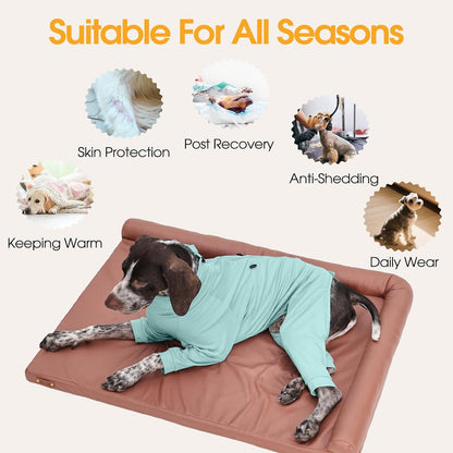 Dog Pajamas with Zipper Back, Adjustable Long Sleeve Pjs for Small Dogs, Anti-Licking Recovery Suit