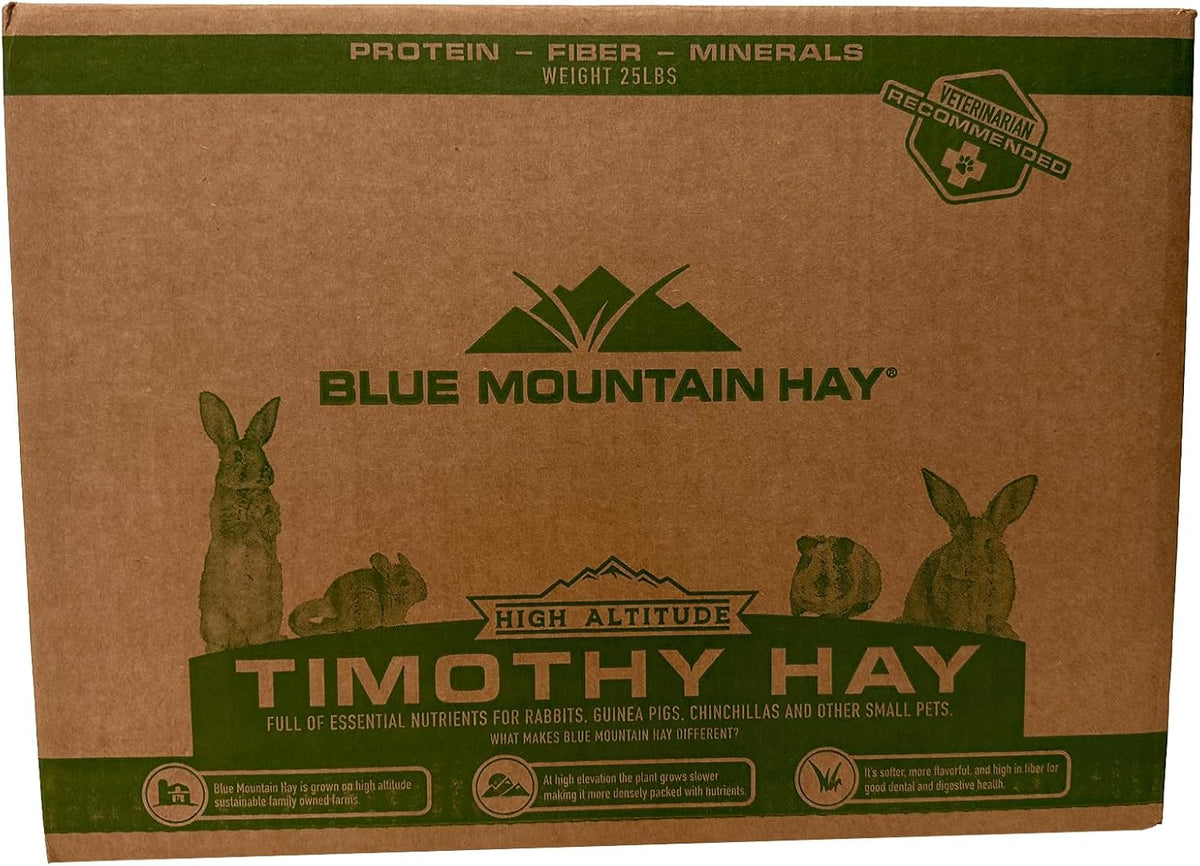 Blue Mountain Hay | Fresh Timothy Hay (25 Pounds) | Great for All Ages | High-Altitude Hay Pet Food