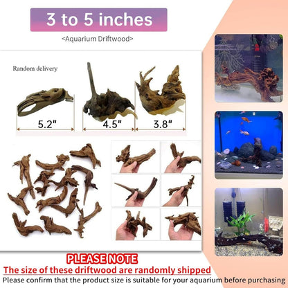 Hamiledyi 24 Pcs Small Driftwood for Aquarium 3"-5" Driftwood Branches Aquarium Decoration Reptiles