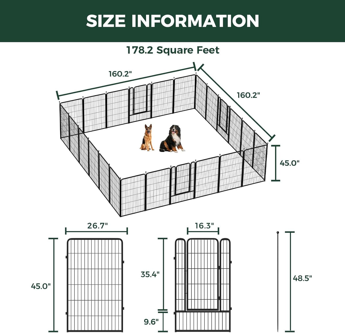 FXW Rollick Unleashed Dog Playpen for Indoor, Yard, RV Camping, 45 inch 24 Panels for Large Dogs
