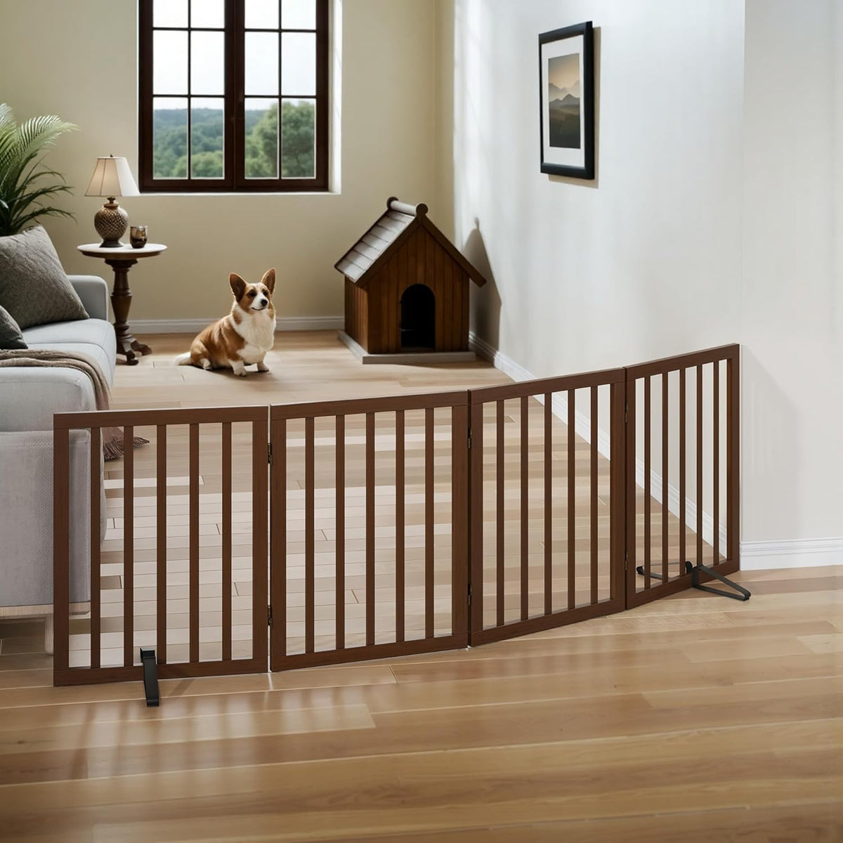 Dog Gate for Stairs,Foldable Dog Gate for Indoor Doorways House,Freestanding Pet Gates for