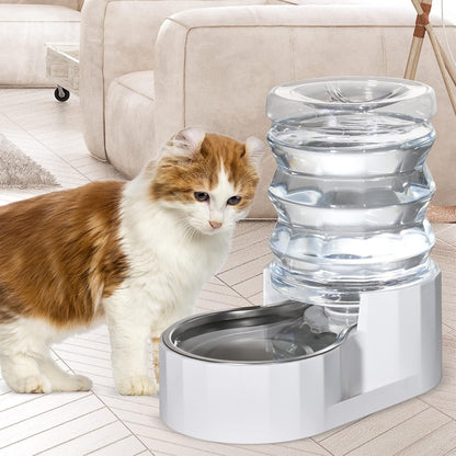 RIZZARI Dog Water Bowl Dispenser: 5L Automatic Stainless Steel Gravity Feeder - Large Capacity