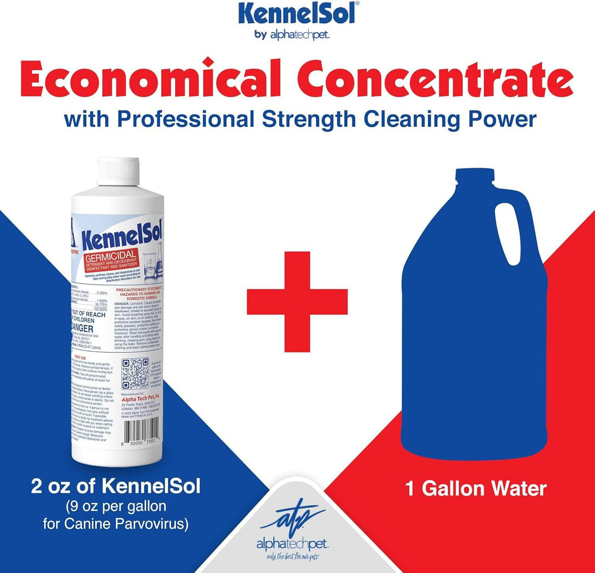 ATP KennelSol 1-Step Kennel Cleaner - 1 Pint Liquid Disinfectant, Effective Against Bacteria and