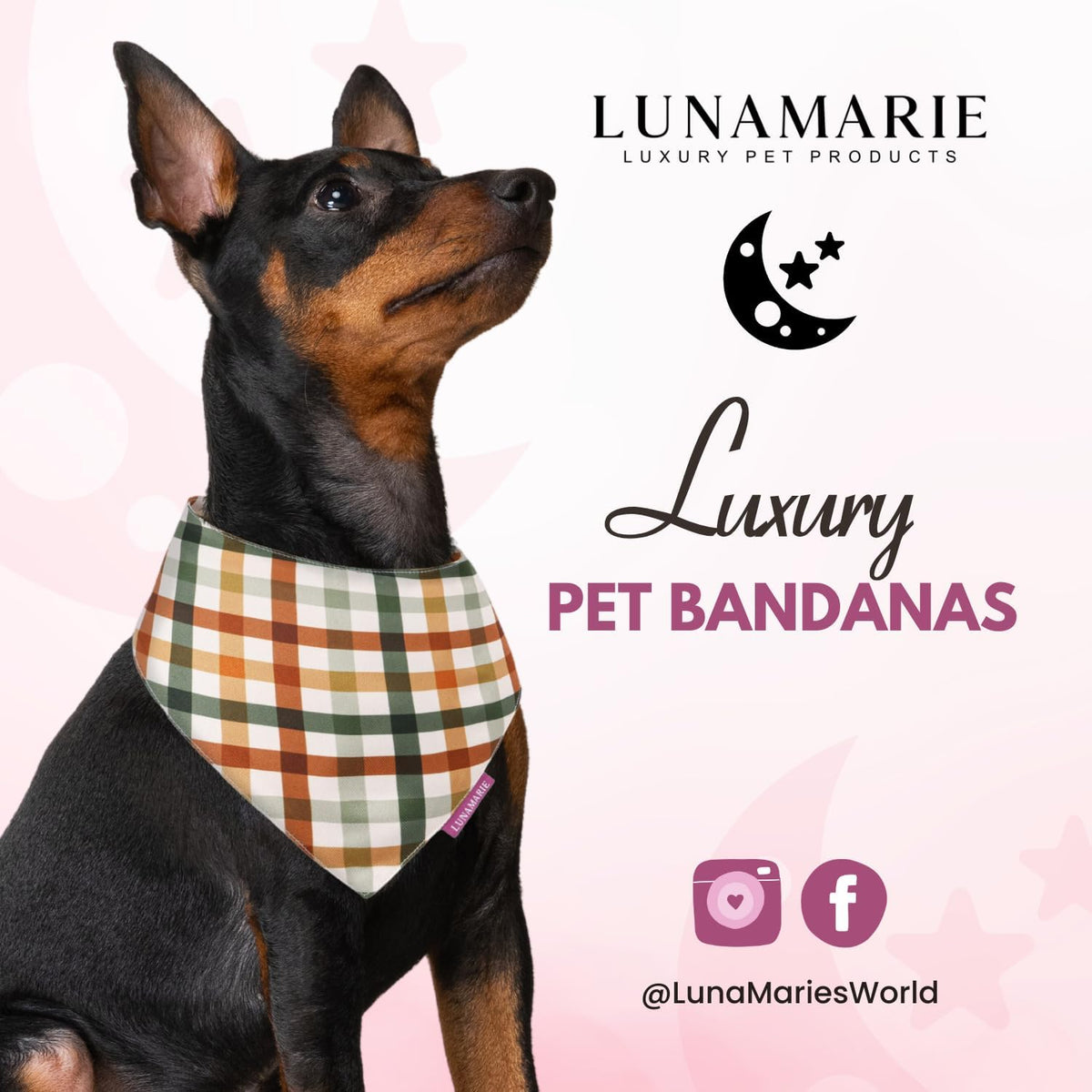 LunaMarie - Luxury Pet Birthday Bandanas -Premium & Silky Poly Fabric | 100% Handmade | Custom