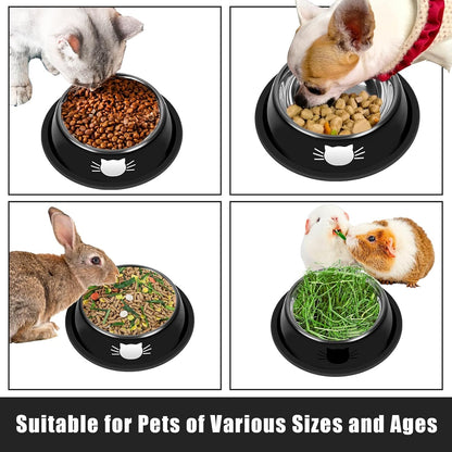 2 Pcs Non-Slip Stainless Steel Small Food Bowls - Unbreakable, Thicken Cat Feeder, 7 Oz Dishes