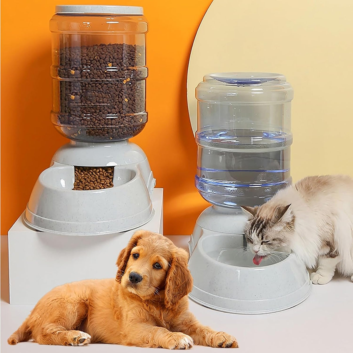 Automatic Dog Feeder and Water Dispenser Set for Large Dogs, 3 Gallon Gravity Dog Cat Food and