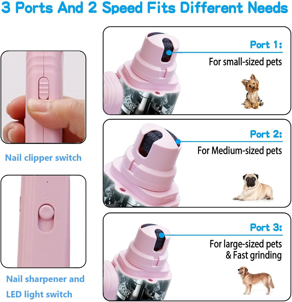 2 In 1 Pet Nail Clipper and Grinder, Professional Electric Rechargeable Pet Nail Fast Trimmer