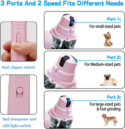 2 In 1 Pet Nail Clipper and Grinder, Professional Electric Rechargeable Pet Nail Fast Trimmer