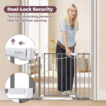 29"-40" Baby Gate for Stairs, Auto Close Stroller Friendly Dog Gate Indoor for Doorways, Pressure