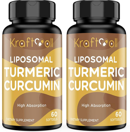 Liposomal Turmeric Curcumin 2200 mg with Black Pepper for Enhanced Absorption and Joint Support, 60