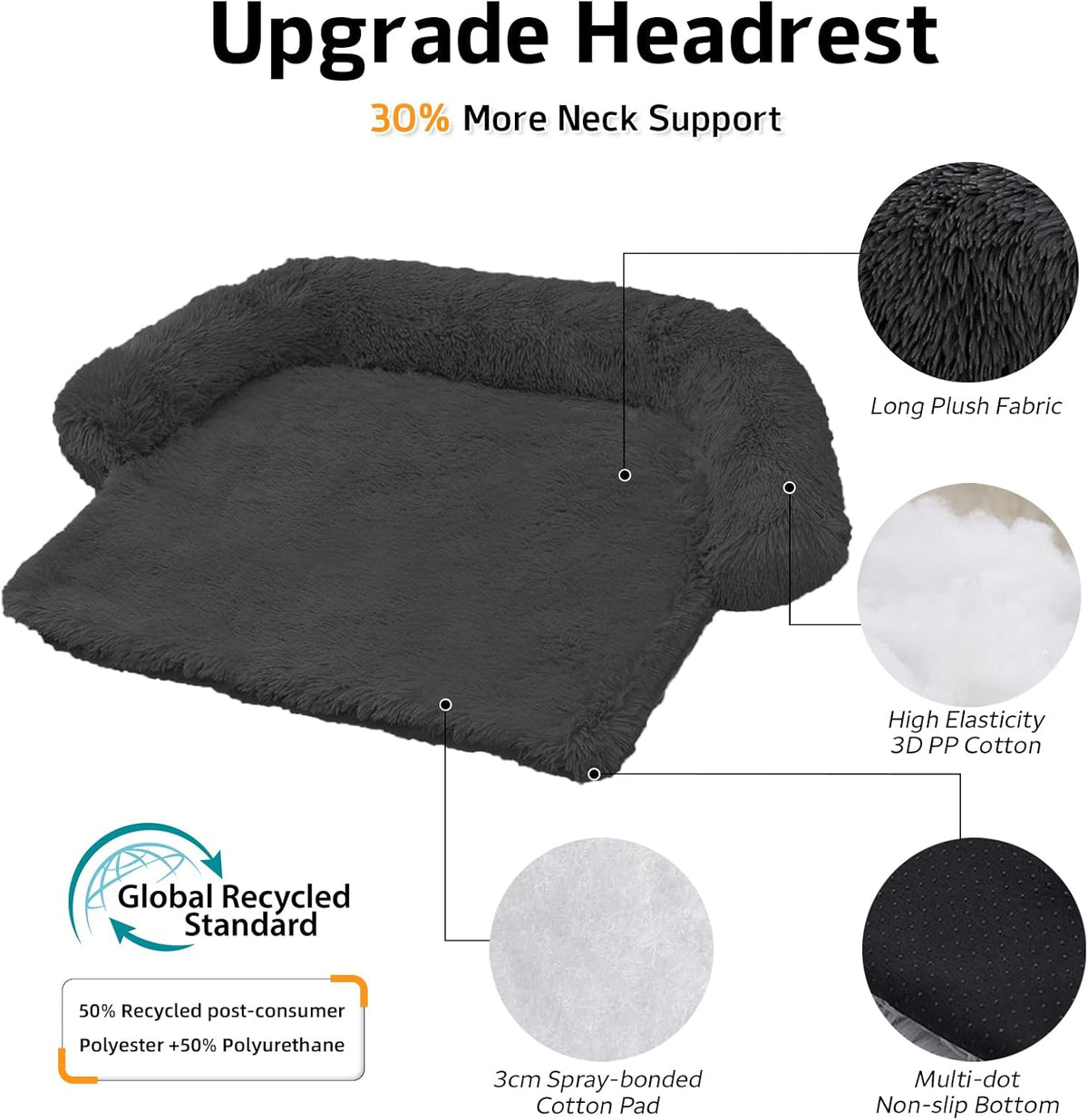 Calming Dog Bed Fluffy Plush Dog Mat for Furniture Protector with Removable Washable Cover for