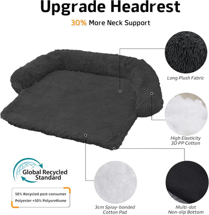 Calming Dog Bed Fluffy Plush Dog Mat for Furniture Protector with Removable Washable Cover for