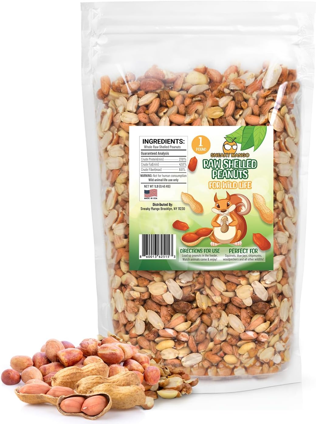 Premium Quality Raw Out of Shell Peanuts - 1 Pound - Shelled Peanuts for Birds – Wildlife Quality