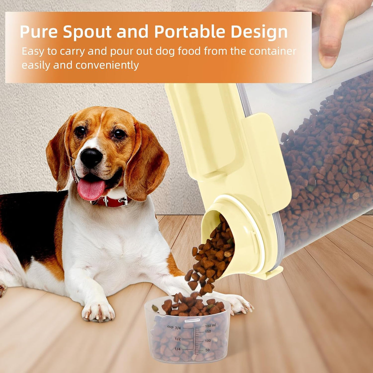 5-7Lbs Cat Dog Storage Container, Portable Pet Food Containers with Upgraded Large Spout and Cup