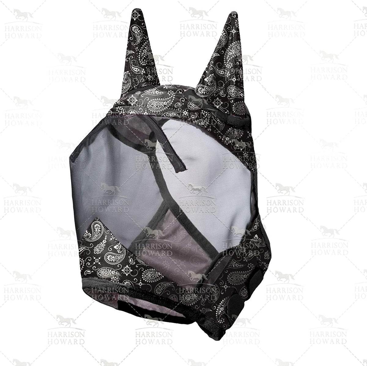 Harrison Howard LumiVista Horse Fly Mask Standard with Ears UV Protection for Horse Paisley Wave M