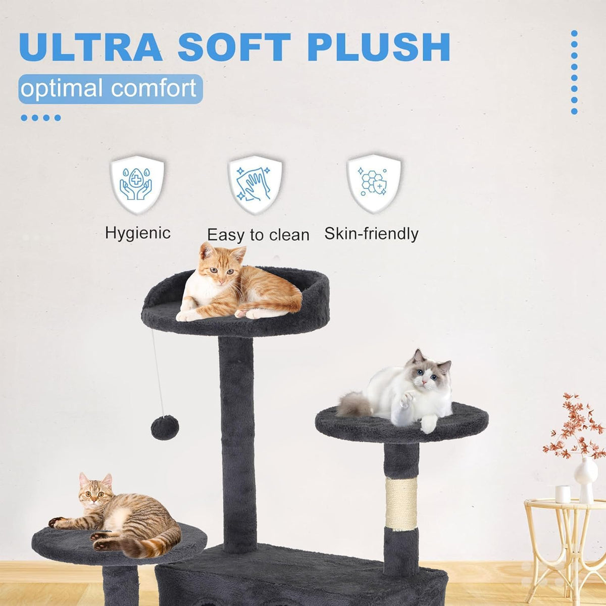 FDW Cat Tree Tower 81in Multi-Level Durable Cat Scratching Post & Cozy Fun Jumping Platform Space