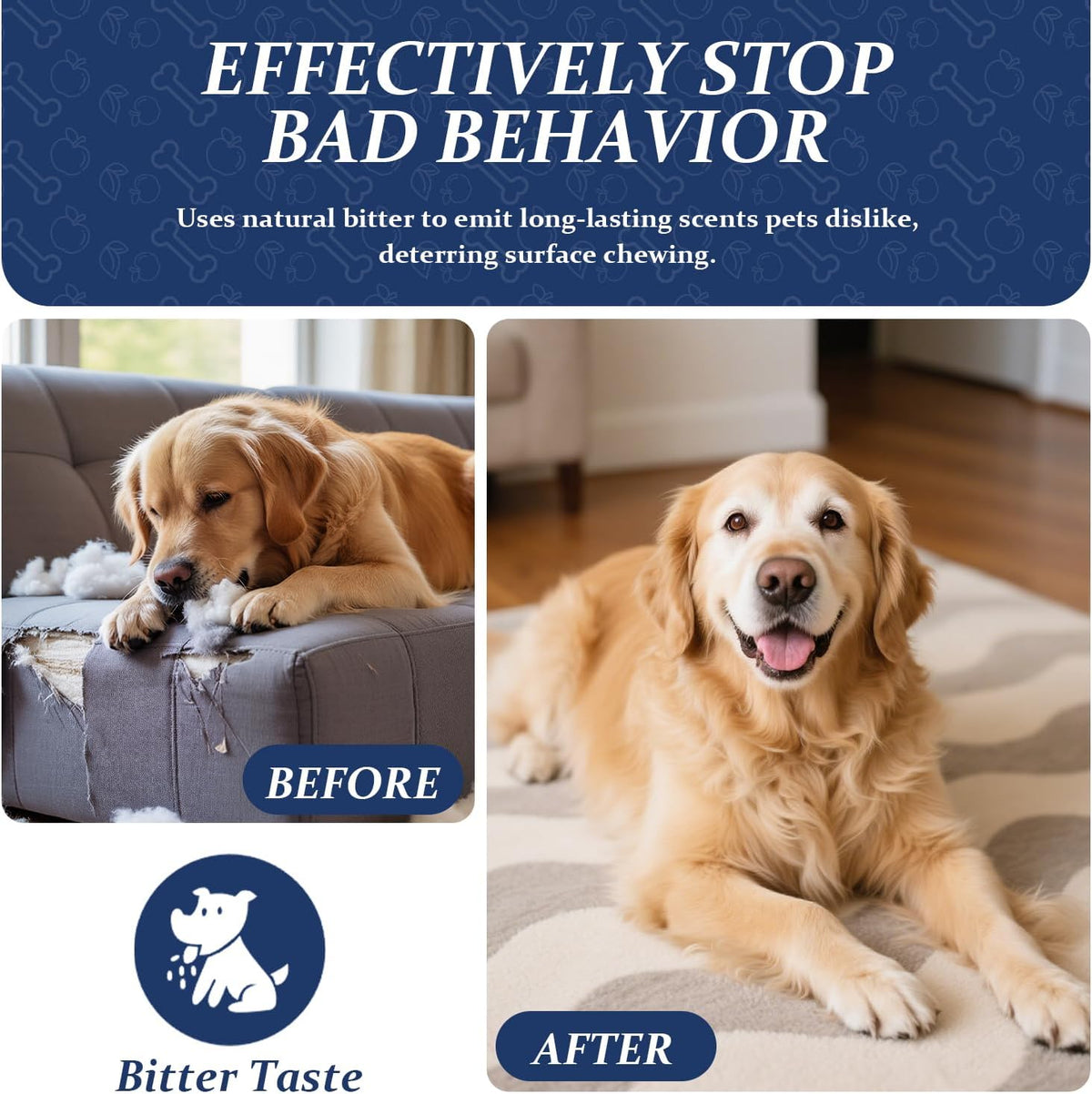 No Chew Spray for Dogs, 150 ml Bitter Apple Deterrent Spray to Stop Chewing, Licking and Biting on