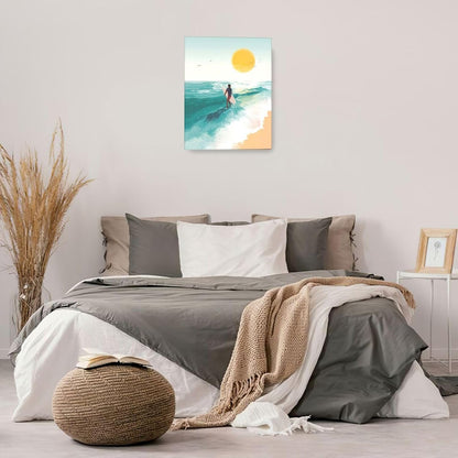 Beach Surfing Wall Art Ocean Coastal Wave Canvas Wall Decor Summer Nature Seascape Pictures