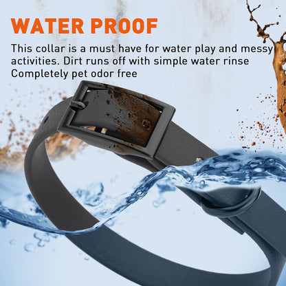 Dogline Biothane Waterproof Dog Collar Strong Coated Nylon Webbing with Black Hardware Odor- Proof