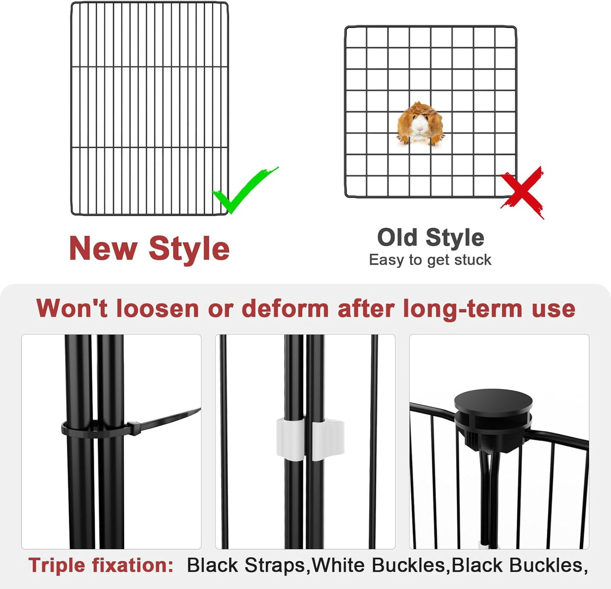 Tresbro Guinea Pig Playpen with 14 Panels & Divided Room, Triple Fixing Measures Small Animal Cage