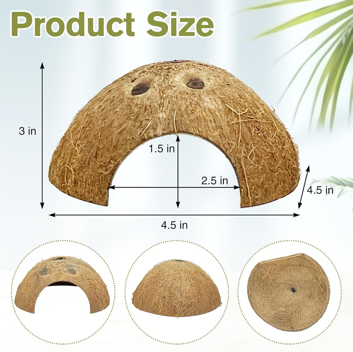 Hamiledyi 7 Pcs Reptile Hideouts Natural Coconut Shells Hut Leopard Gecko Tank Accessories for