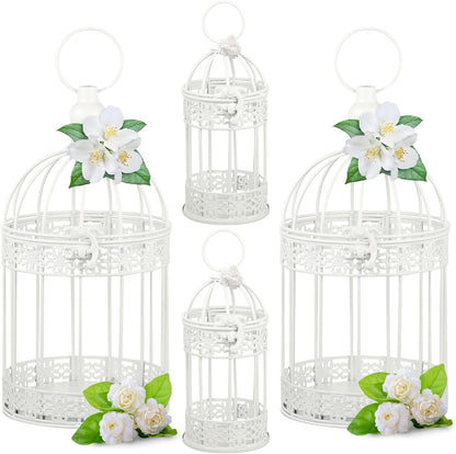 Sliner 4 Pcs Bird Cage Decorative Candle Holder Vintage Candle Holder Cage Lanterns Model for