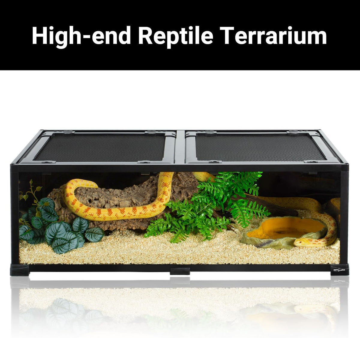 REPTIZOO 34 Gallon Glass Reptile Terrarium, 36" x 18"x 12" Wide & Low Reptile Tank Snake Terrarium
