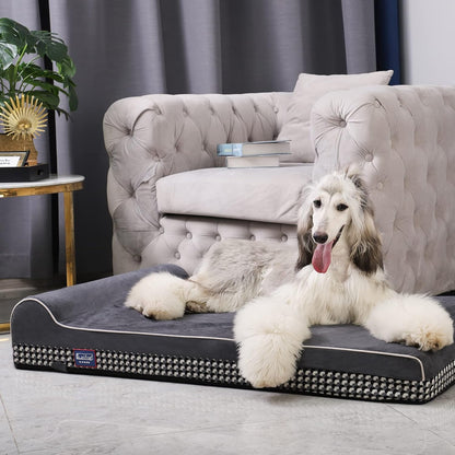 Laifug Orthopedic Memory Foam Extra Large Dog Bed with Pillow and Durable Water Proof Liner &