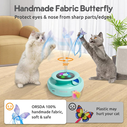 ORSDA Cat Toy, 3-in-1 Automatic Interactive Electronic Moving Ambush Feather, Fluttering Butterfly