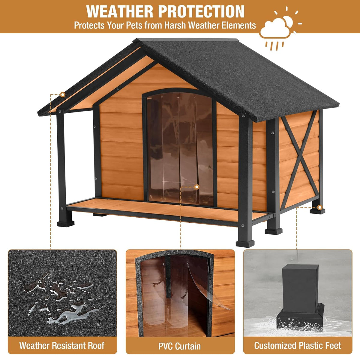 Dog House Outdoor & Indoor, Dog Kennel for Winter, Insulated Puppy Shelter for Small & Medium &