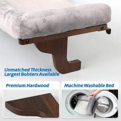 Cat Perch for Window Sill with Bolster - Orthopedic Hammock Design with Premium Hardwood & Robust