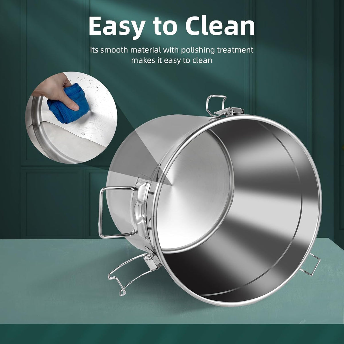 DYNAMI 5.5Gal 304 Stainless Steel Airtight Container with Lid and Locking Clamp,17-38Lbs Metal