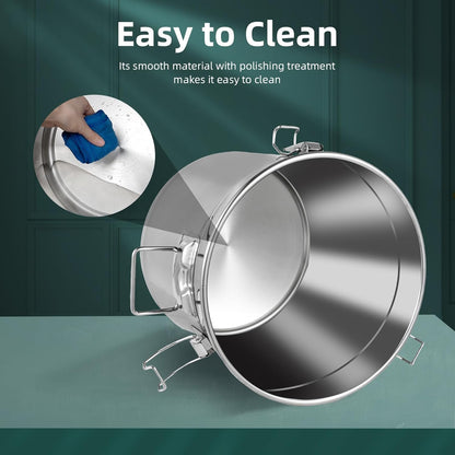 DYNAMI 5.5Gal 304 Stainless Steel Airtight Container with Lid and Locking Clamp,17-38Lbs Metal
