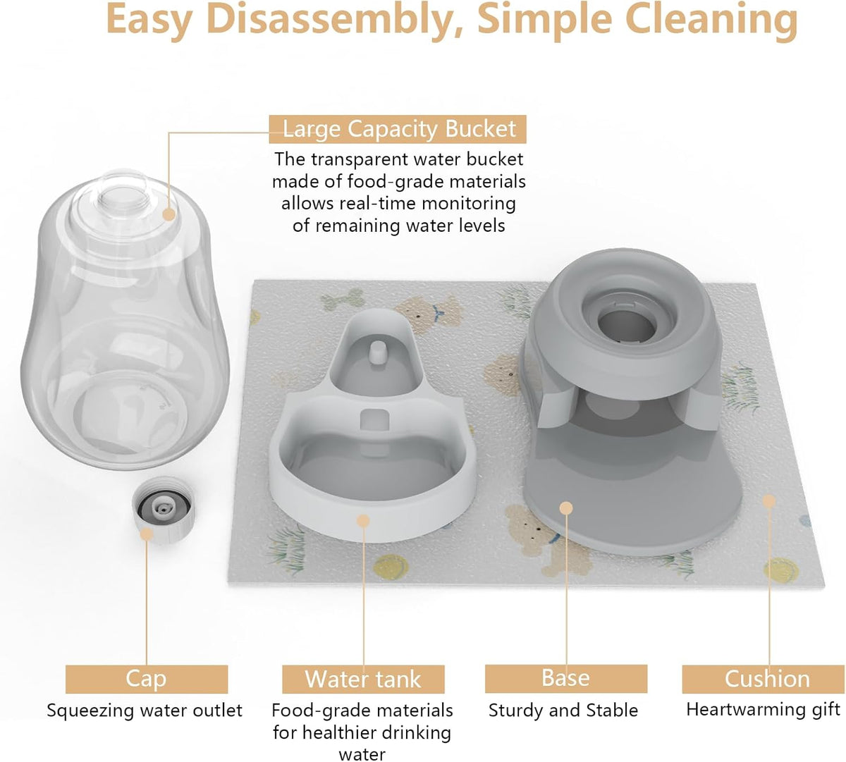 1.58 Gallon Automatic Dog Water Bowl Dispenser - Staltwo Premium Pet Water Dispenser with Non-Slip