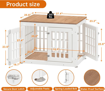 38" Heavy Duty Dog Crate Furniture for Small,Medium and Large Dogs,Rustic Wooden Dog Cage Kennel