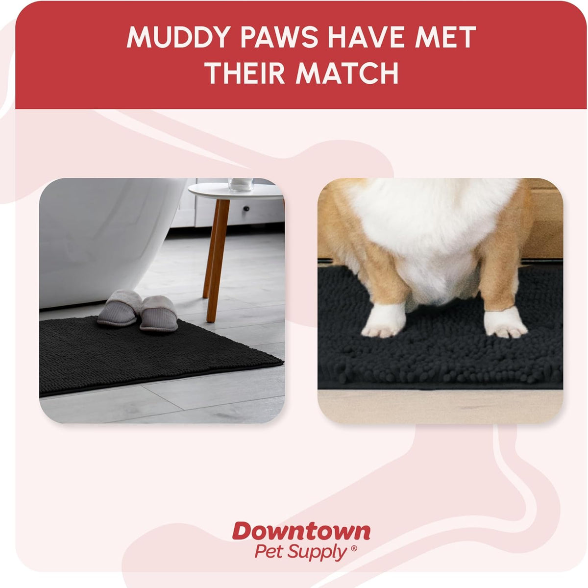 My Doggy Place Microfiber Dog Mat for Muddy Paws, 31" x 20" Black - Absorbent and Quick-Drying Dog