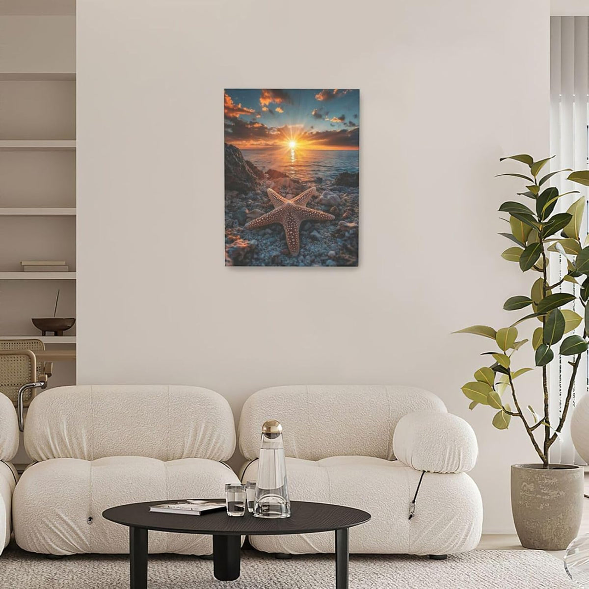 Beach Starfish Wall Decor Ocean Starfish Wall Art Sunset Scenery Coastal Theme Pictures Canvas