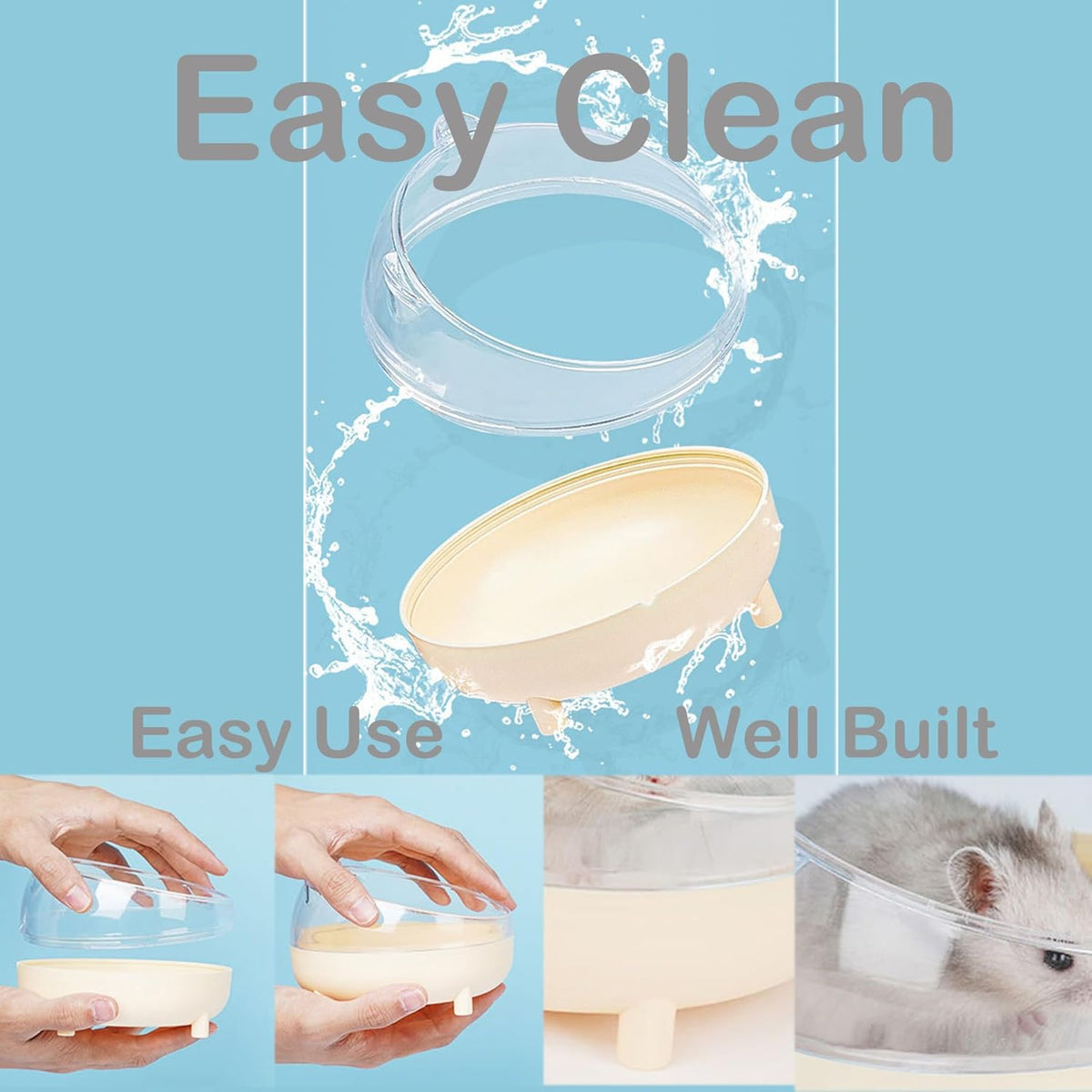 Meow&Woof Hamster Sand Bath Container, Large Sandbox Toilet Gerbil Batheoom, Tiny Chinchilla Dust