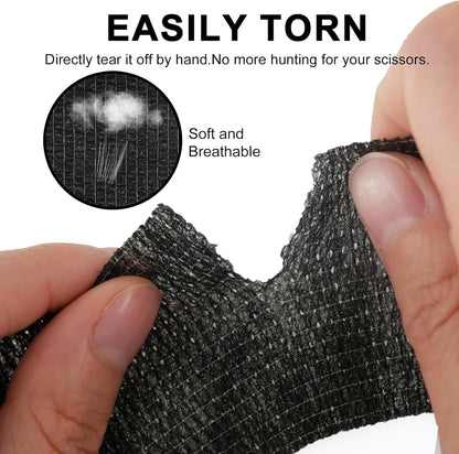 24 Pack Self Adhesive Bandage Wrap, 2” x 5 Yards Elastic Cohesive Bandage Wrap Black Athletic Tape