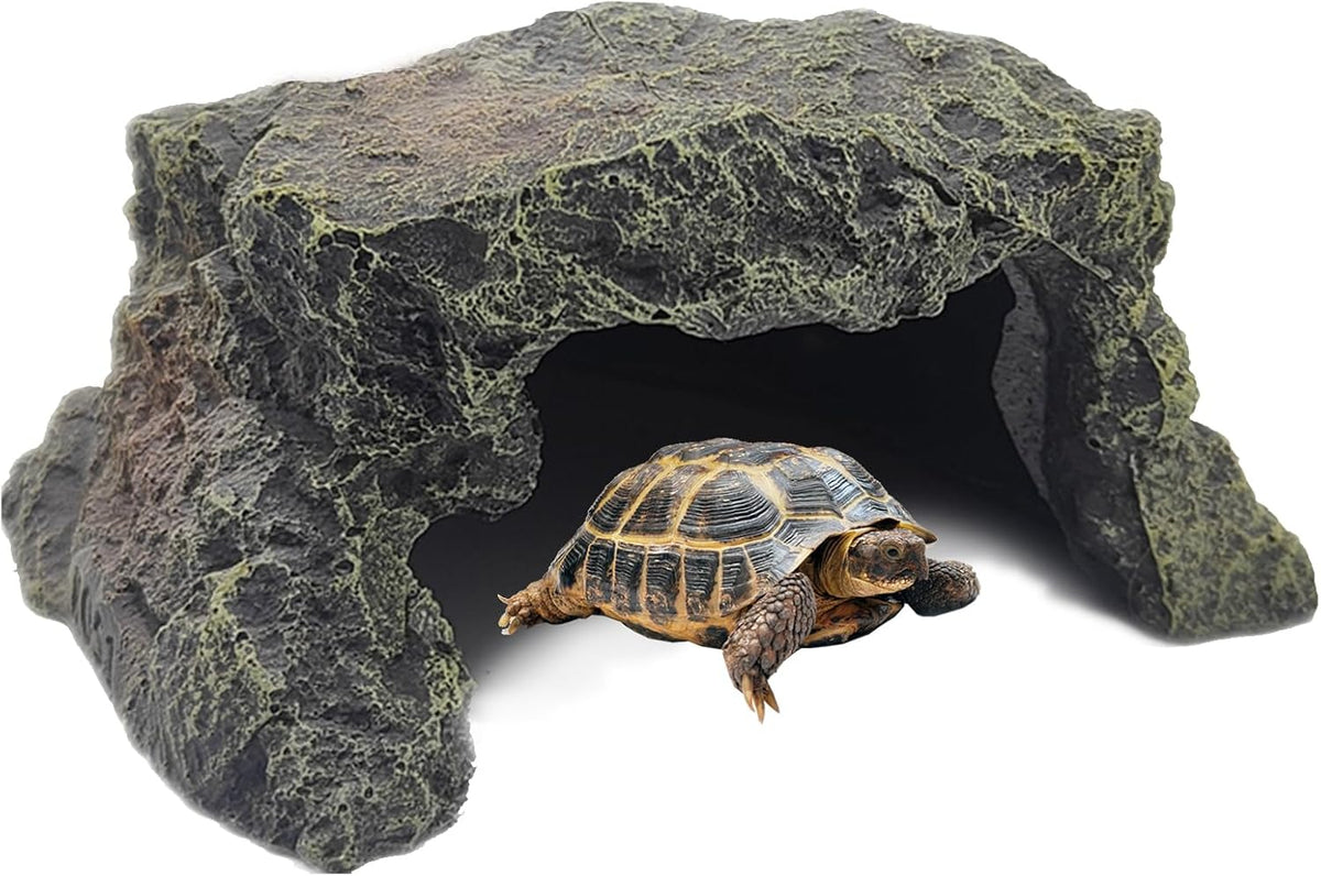 BNOSDM Reptile Hideout Rock,Tortoise Hide Cave,Resin Rock,Lizards Hideaway,Turtle Basking